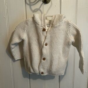 Carter's 9m White Knit Button-Up bear ear hooded cardigan